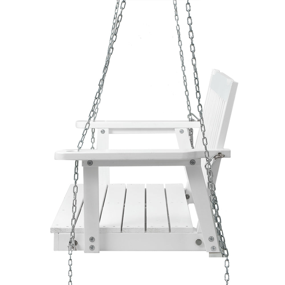 Gardeon Porch Swing Chair with Chain 2-Seater - Wooden White