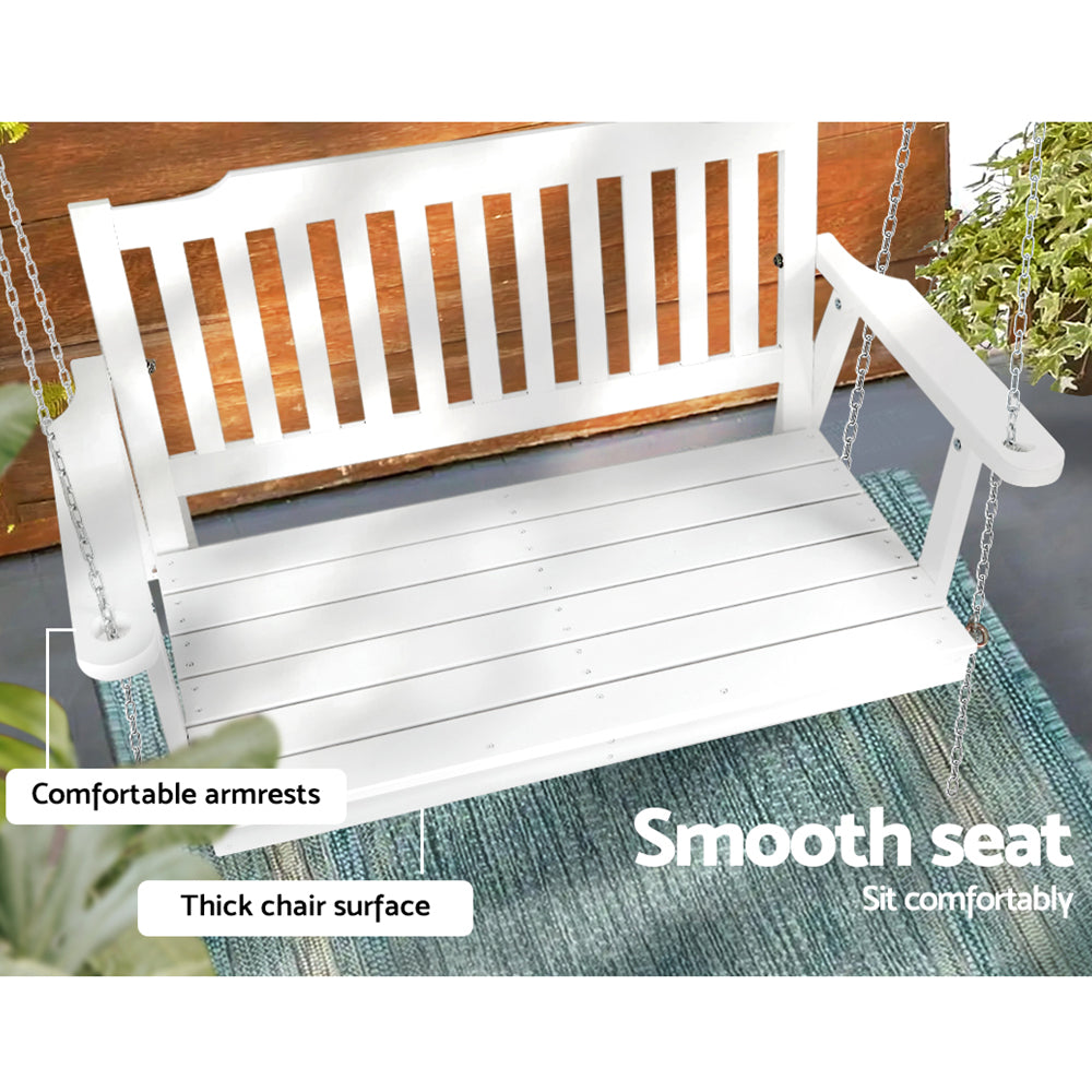 Gardeon Porch Swing Chair with Chain 2-Seater - Wooden White