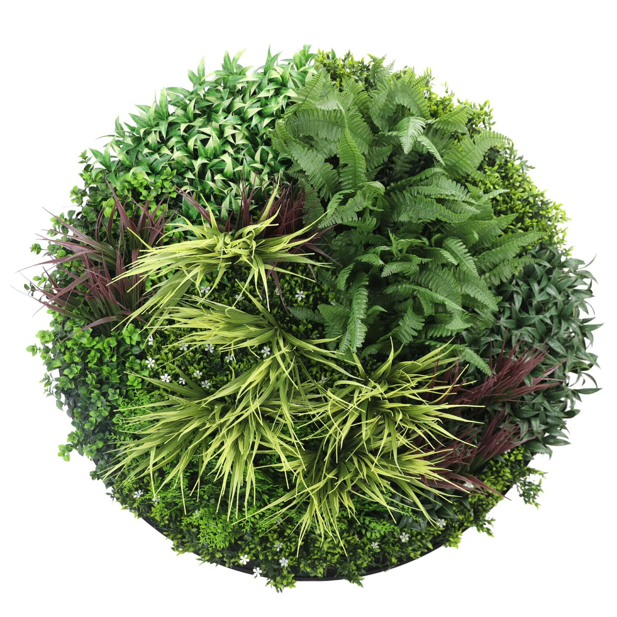 Slimline Artificial Green Wall Disc Art 100cm Grassy Fern UV Resistant