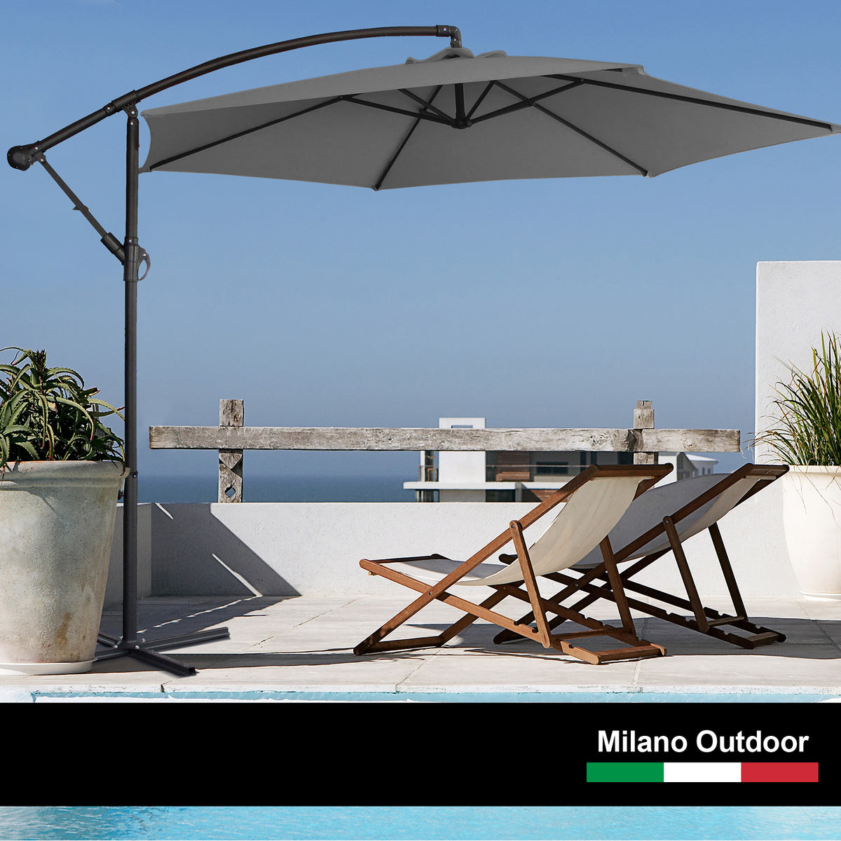 Milano 3m Cantilever Umbrella - Grey