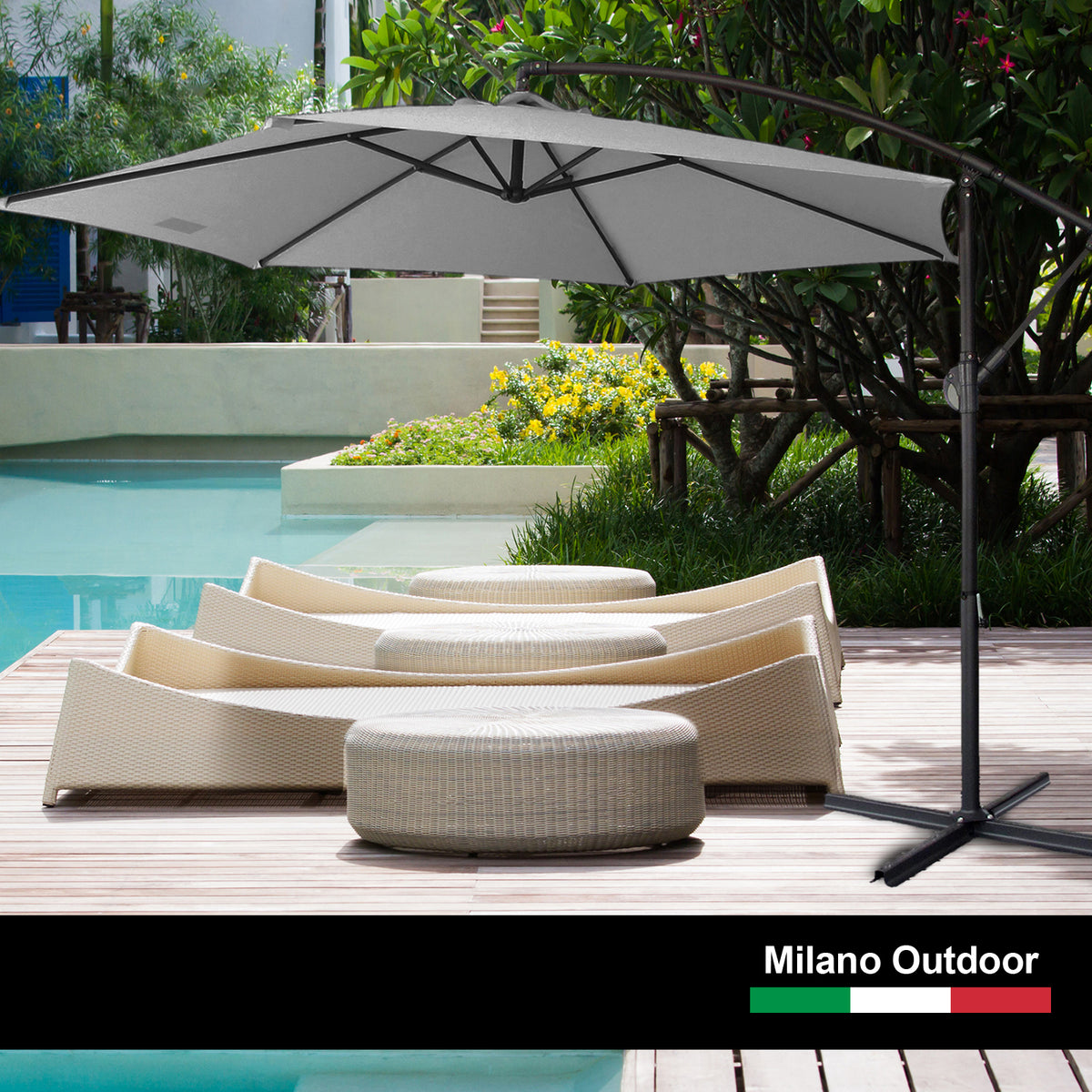 Milano 3m Cantilever Umbrella - Grey