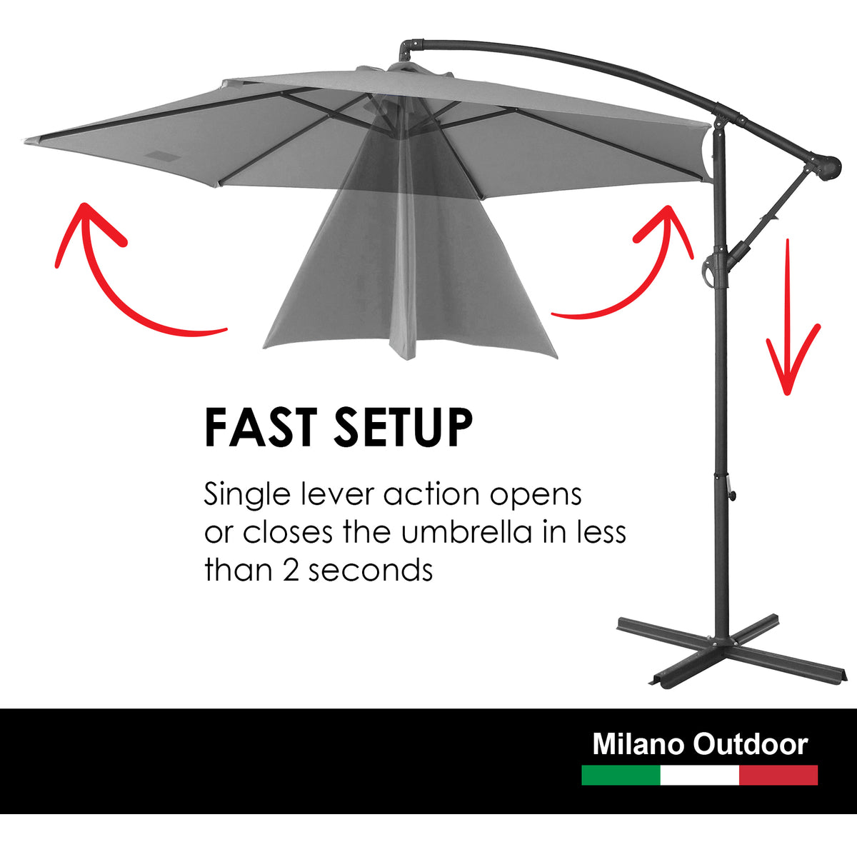 Milano 3m Cantilever Umbrella - Grey