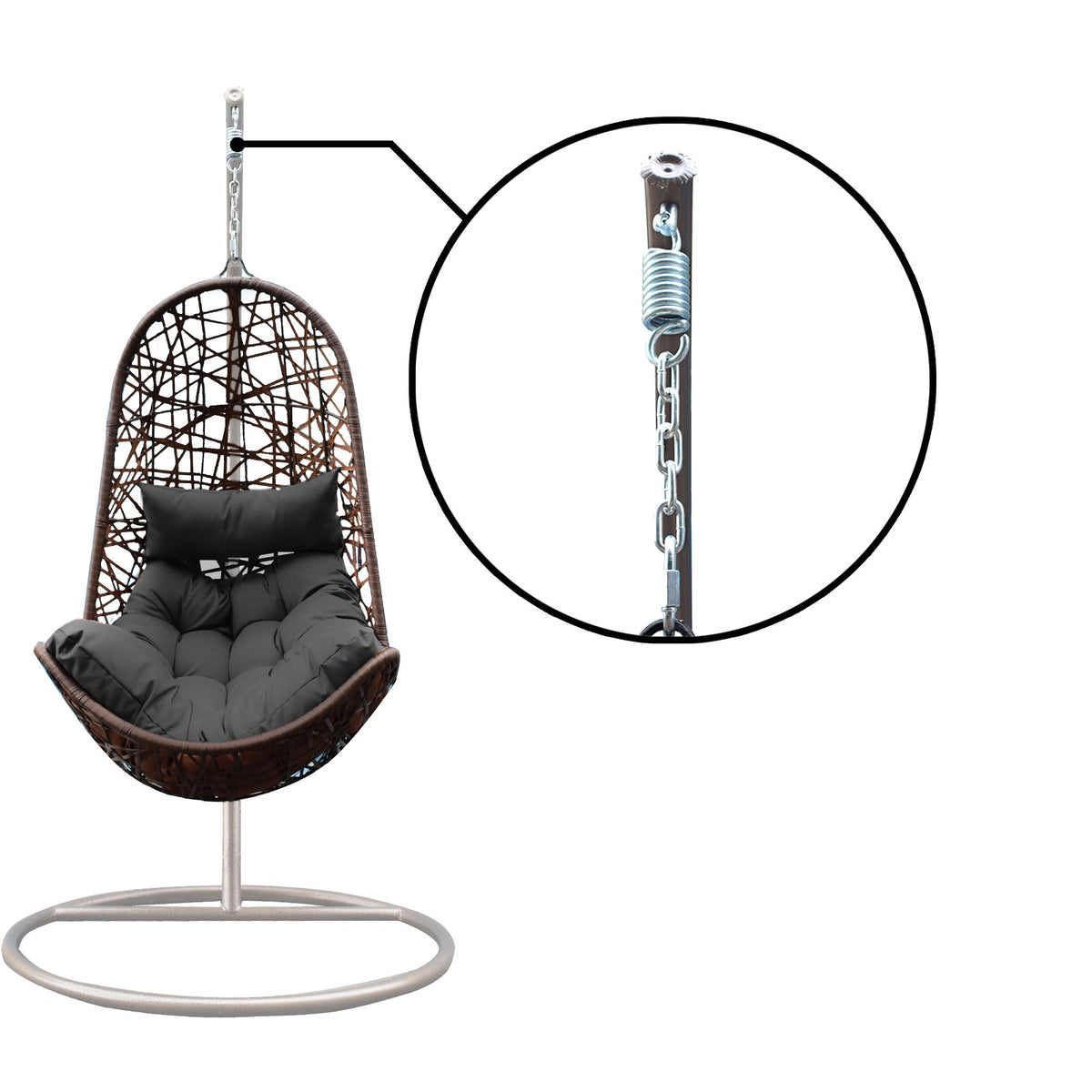 Arcadia Egg Chair Wicker Rattan - Oatmeal and Grey