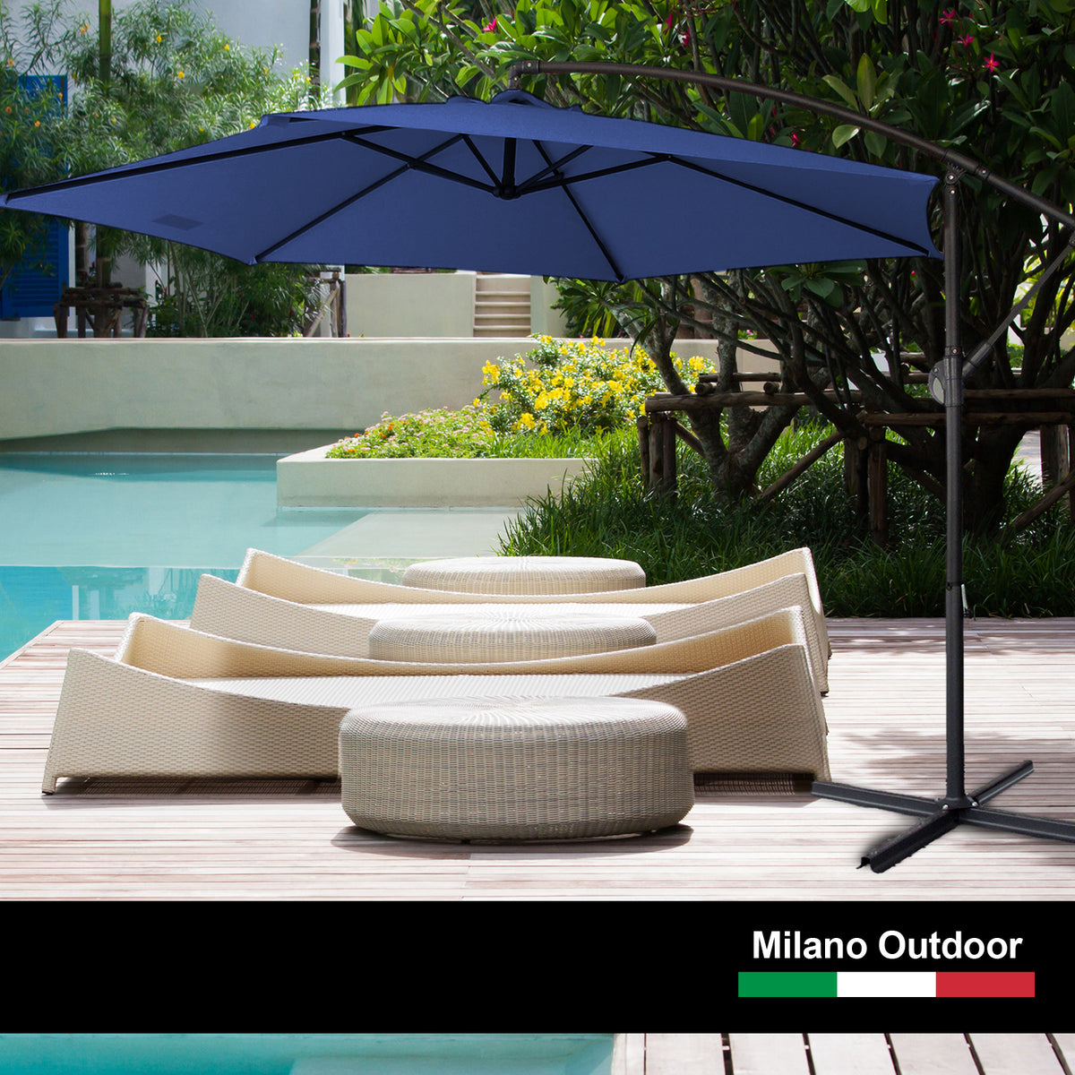 Milano 3m Umbrella Cantilever With Protective Cover - Navy