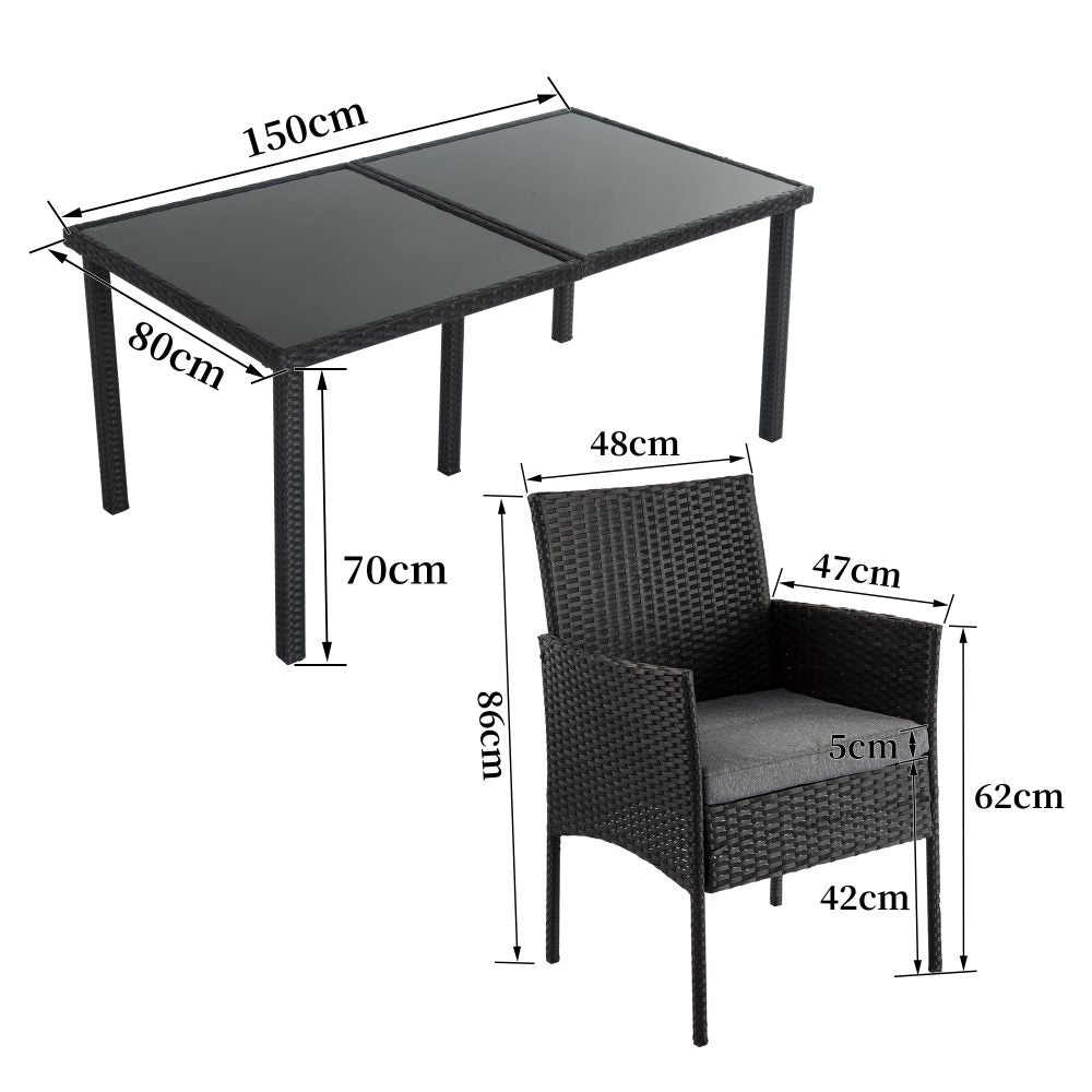 Minimalist 6-Seater Dining Set - Black