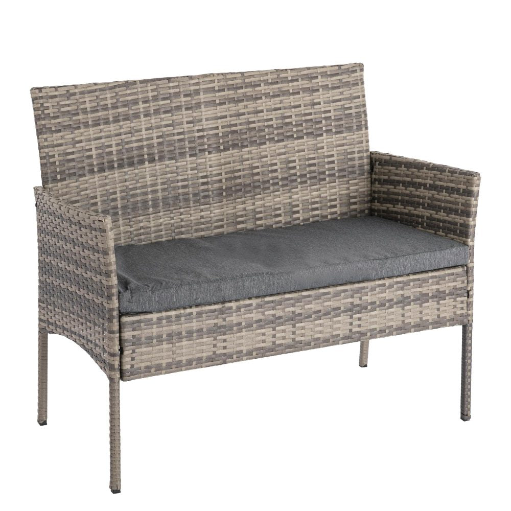 4-Seater Wicker Outdoor Lounge Set - Mixed Grey