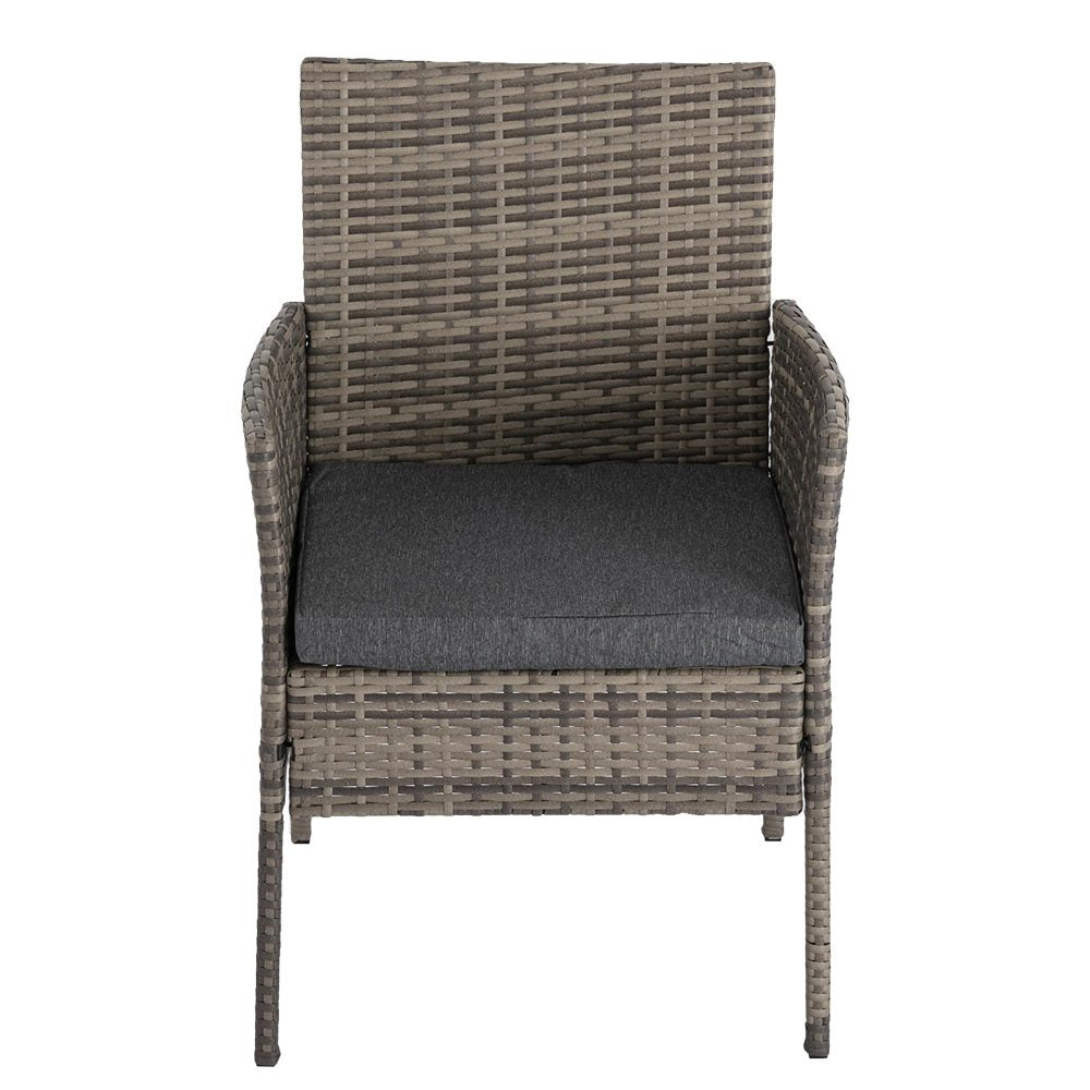 4-Seater Wicker Outdoor Lounge Set - Mixed Grey