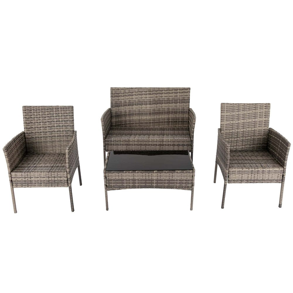 4-Seater Wicker Outdoor Lounge Set - Mixed Grey