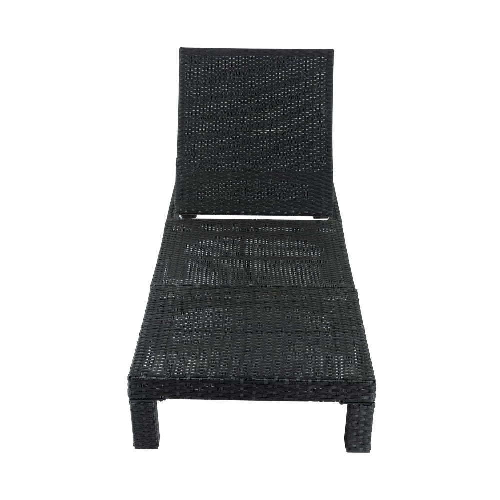 Black Rattan Sun Lounge Set with Joining Coffee Table