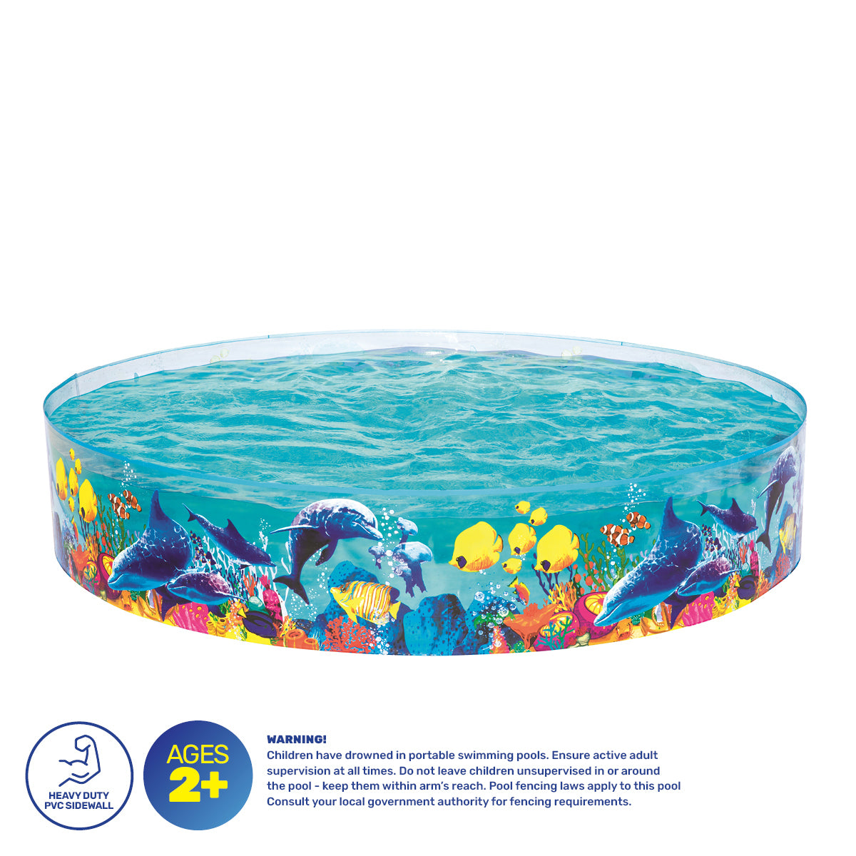 Bestway 2.4m x 46cm Kids Above Ground Pool Ocean Life Design 1612 Litre