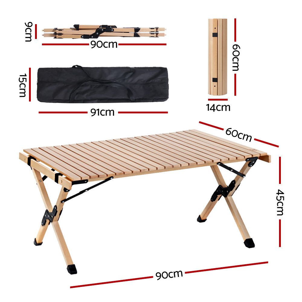 Gardeon Wooden Egg Roll Picnic Table 90cm