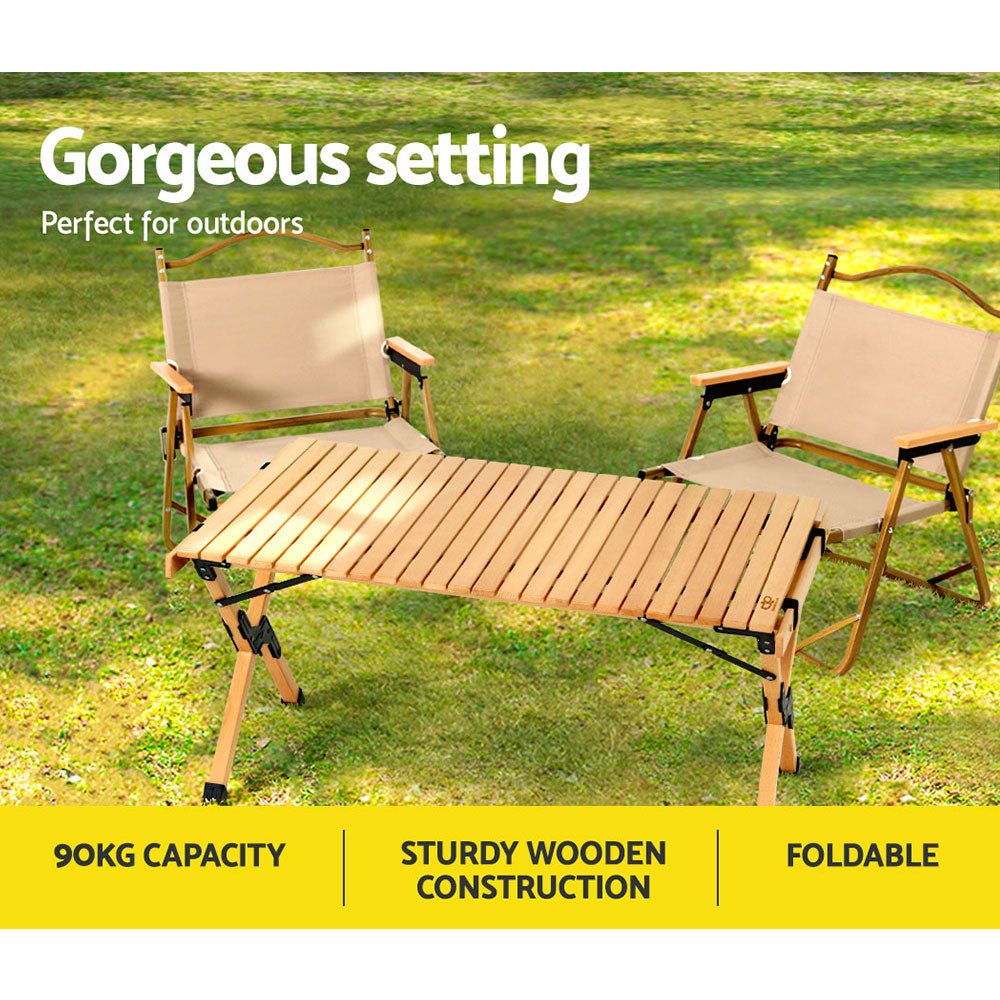 Gardeon Wooden Egg Roll Picnic Table 90cm