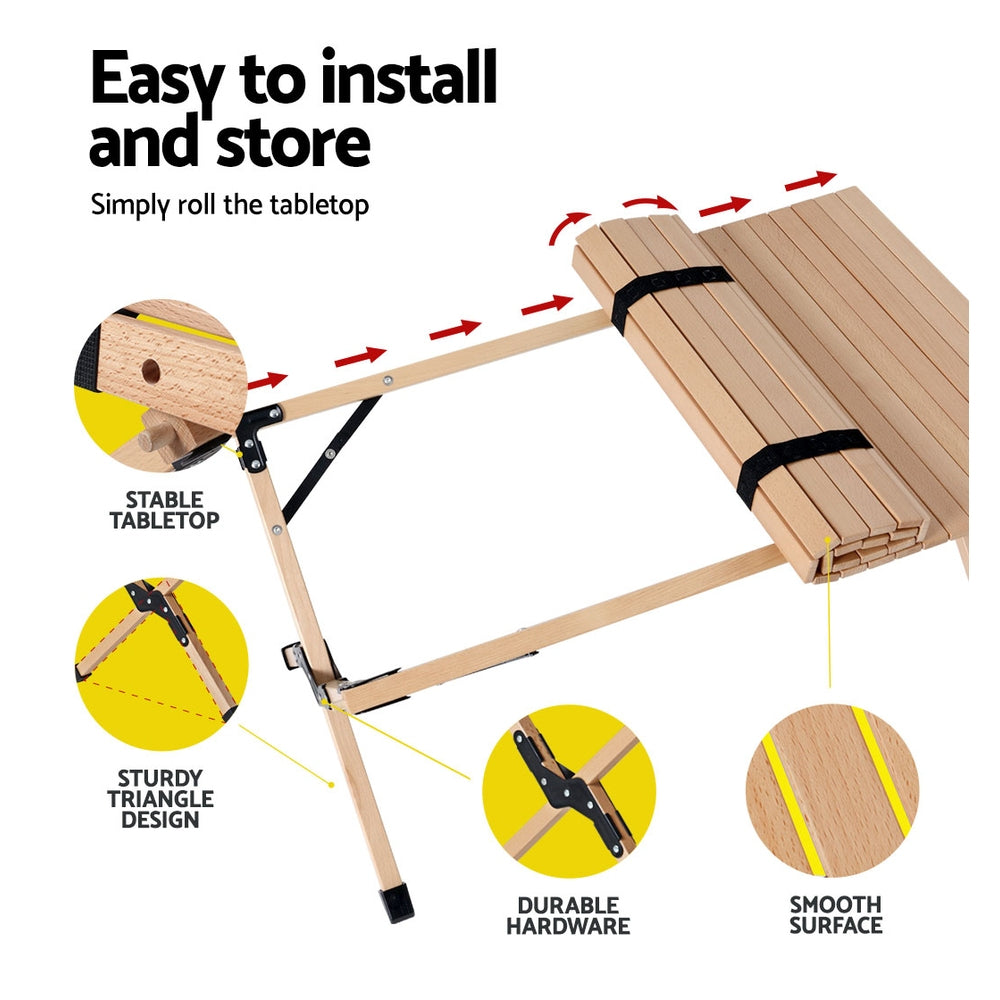 Gardeon Wooden Egg Roll Picnic Table 90cm