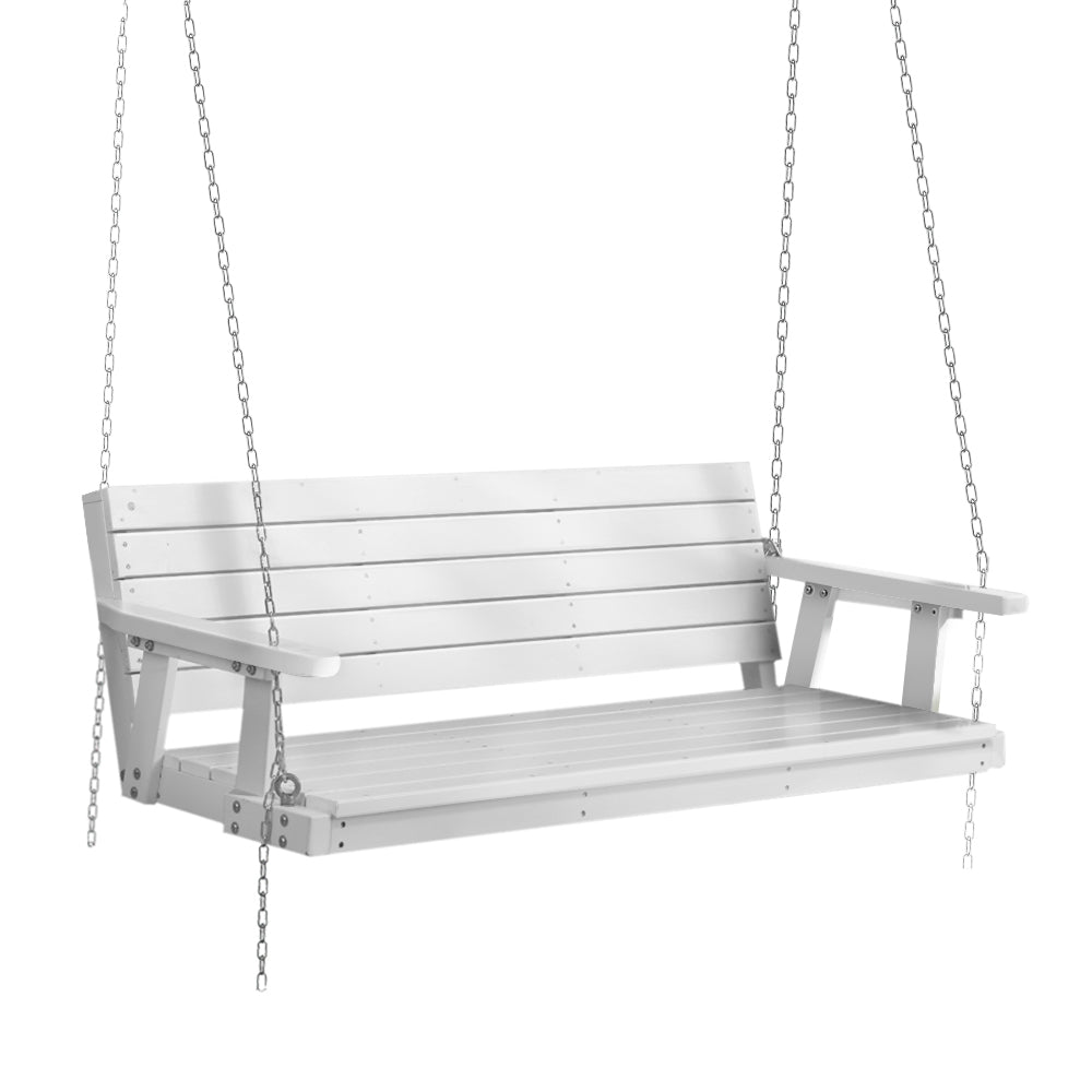 Gardeon Porch Swing Chair with Chain 3-Seater - Wooden White