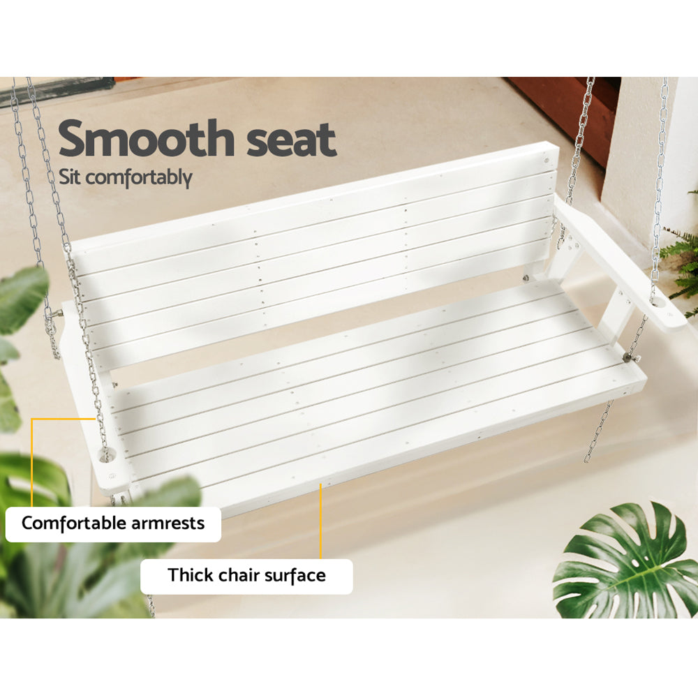 Gardeon Porch Swing Chair with Chain 3-Seater - Wooden White