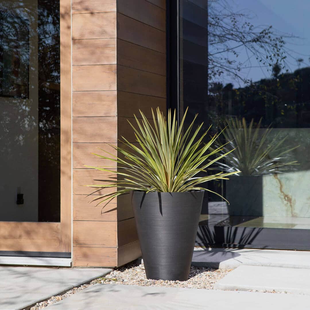 Decorative Textured Round Black Planter 47cm